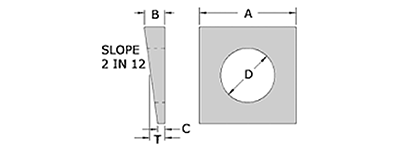 Square Bevel Washers for Sale