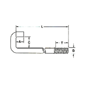 Hook Bolt, Square Bend<br />(DxLxCxAxT) by Delta Fastener