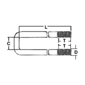 U Bolt Square Bend<br />(Dx,LxCxT) by Delta Fastener